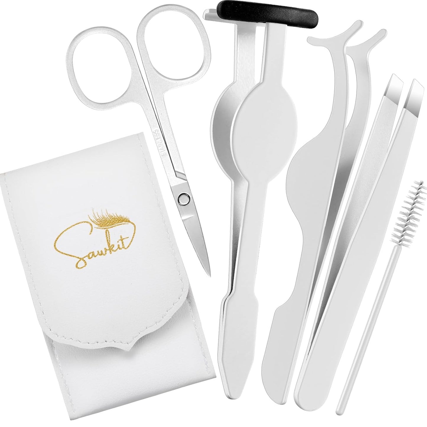 Eyelash Applicator Tool – 5-in-1 Lash Applicator Tool Set with Eyelash Extension Tweezers, Scissors, Brush – Professional Eye Lash Applicator Tools for DIY Eyelash Extensions, Cluster Lashes