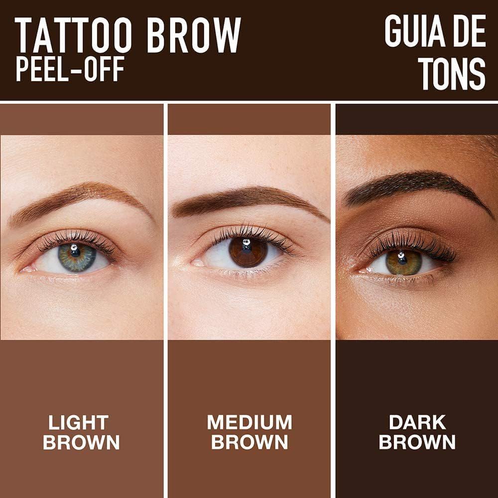 Tattoo Eyebrow Gel Easy Peel Off, Peel Off Eyebrow Tint, Easy Peel off Eyebrow Gel, Peel Off Eyebrow Tint, Waterproof & Sweatproof for All Skin Types (#3 Dark Brown)
