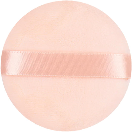 2Pcs Extra Large Body Powder Puff & Luxury 6" Glass Jar Dusting Powder Container with Puff for Women Bath Powder Puffs Perfect for Talcum or Loose Powder (Beige 6" Only Puff)