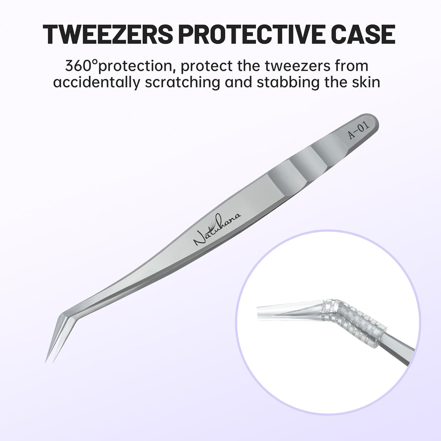 High Precision Lash Tweezers for Individual and Volume Eyelash Extensions Premium Stainless Steel Curved Fiber Tip Professional Isolation Tweezer