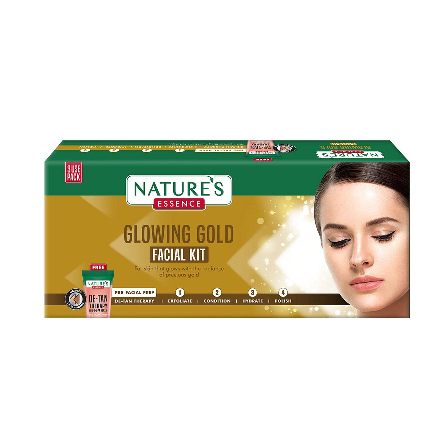 Nature's Essence Glowing Gold Facial Kit (60Grams+15ML)