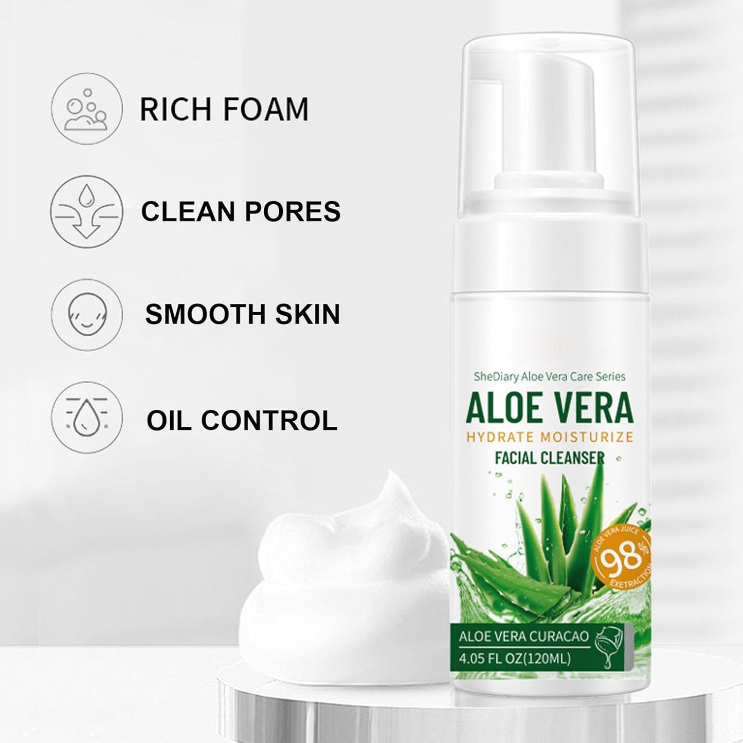 Aloe Vera Skin Care Sets & Kits, 4Pcs Moisturizing Face Care Set, Improve Rough Skin, Firming Skin and Reduce Fine Lines, Skincare Routine Set with Face Cream, Cleanser, Toner, Eye Cream