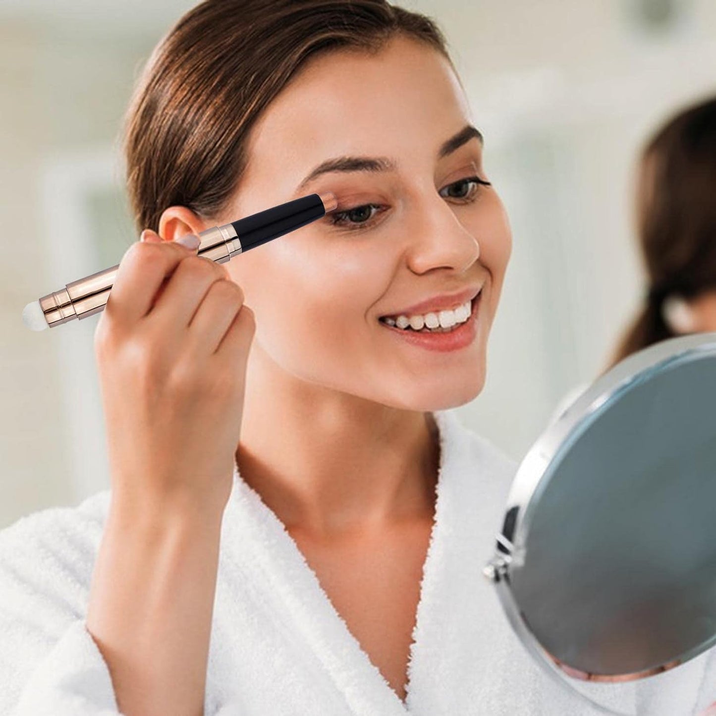 Moon Silver Eyeshadow Stick And Sponge Makeup Brush Cream Shimmer Smooth Shadow Pencil Eyeliner Long Lasting Waterproof Eye Shadow Highlighter Stick Hypoallergenic Multi-Dimensional Eyes Look ( # 10)