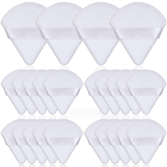 Thrilez 20pcs Triangle Powder Puff, Loose Powder Puffs Makeup Puff for Face Powder, Setting Powder Puff for Make Up, Face Puff Pads for Press Powder, Sponge Powder Applicator for Face and Eye (White)
