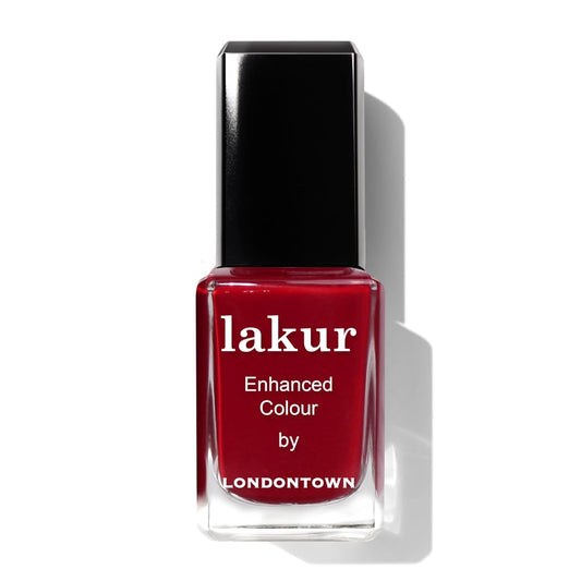 LONDONTOWN lakur Nail Polish - Chip-Resistant, Non-Toxic, Conditions & Hydrates Nails | Glossy Burgundy Red, Mull It Over, .40 fl oz