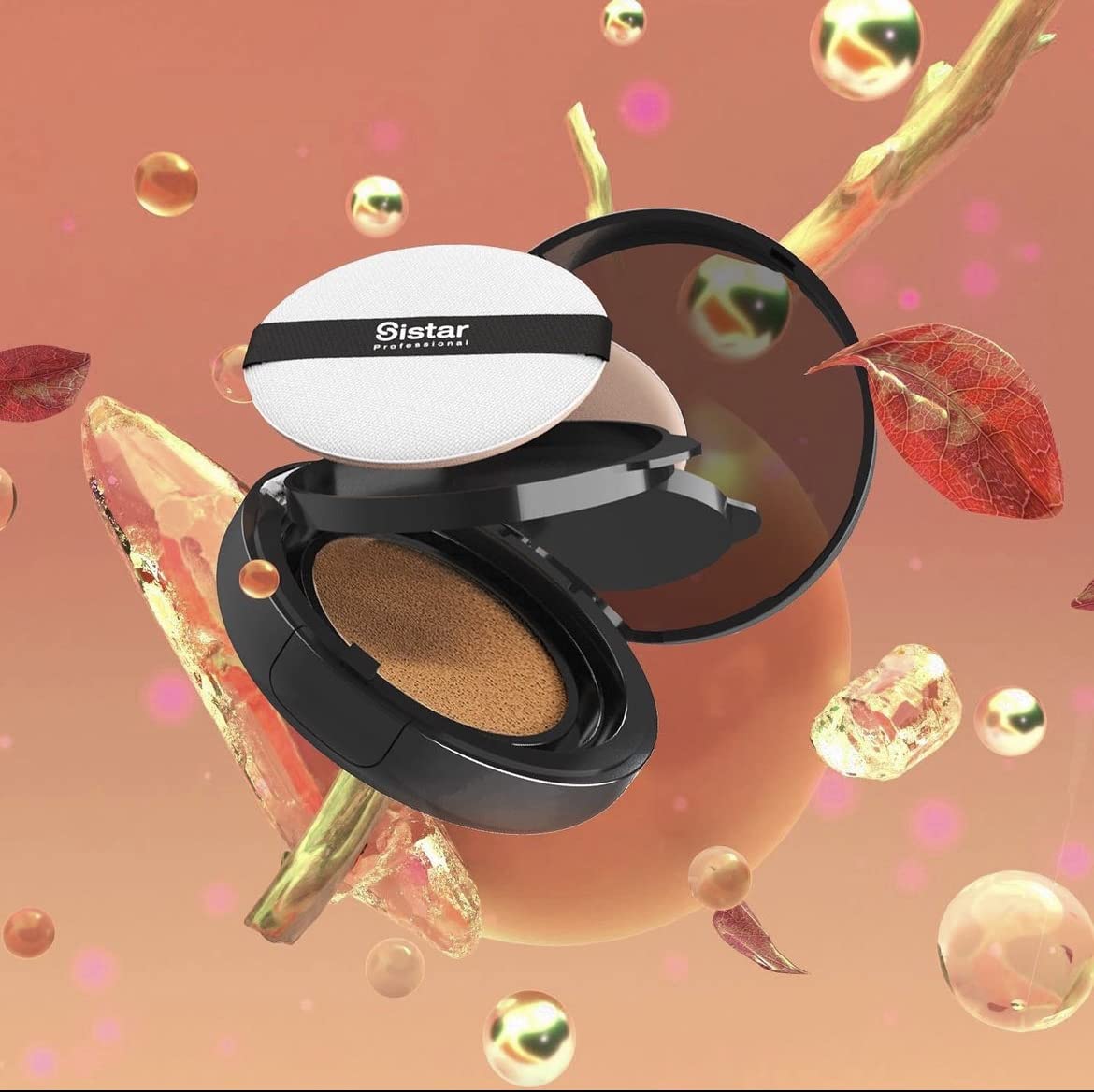 Sistar Skin Perfecting BB Cushion Full Coverage Long Lasting Natural Glow Foundation On The Go Case With Mirror (Medium)