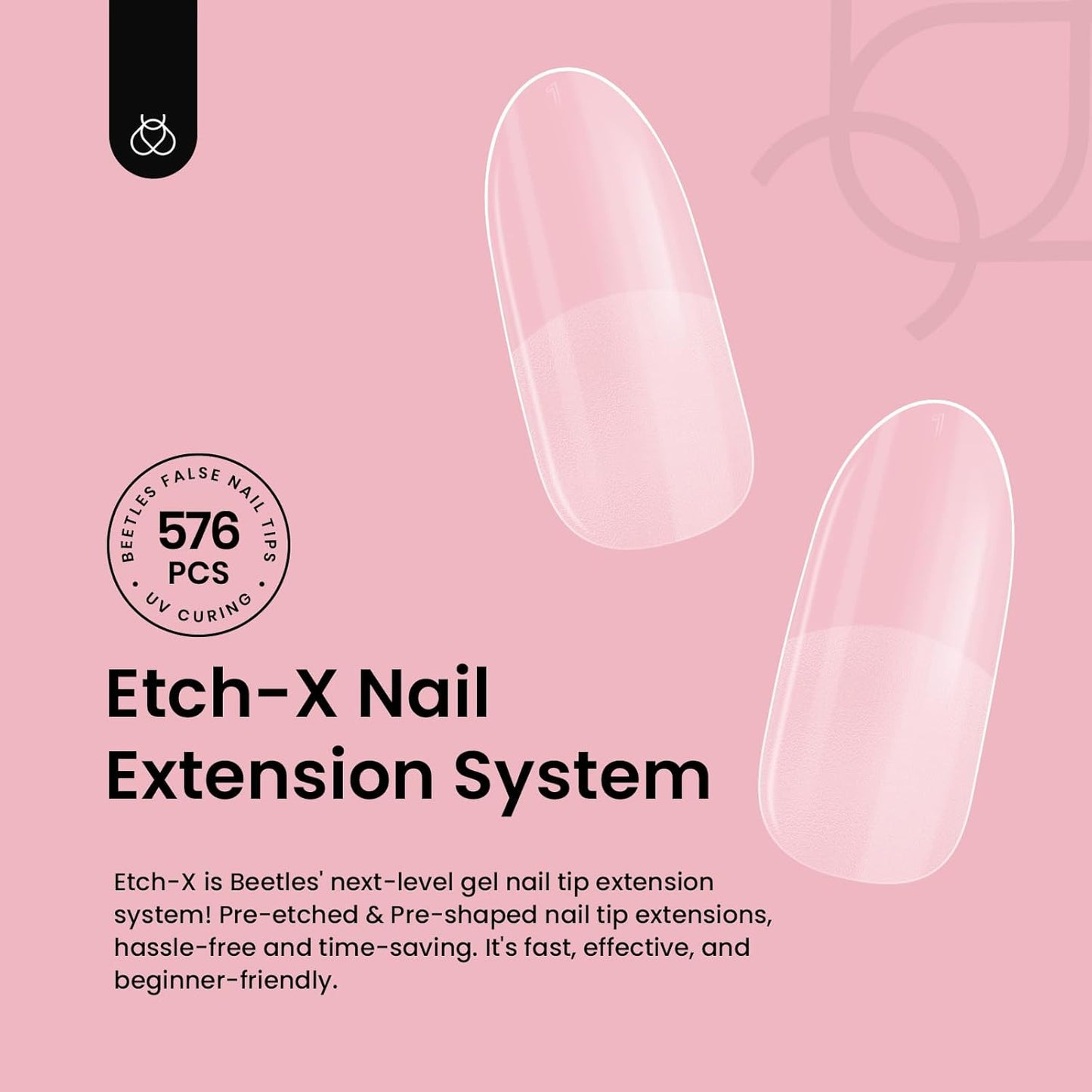 Beetles Gel Nail Tips Short Oval 576Pcs, 12 Sizes Pre-Shaped Half Matte Press On Nails Gelly Tips False Nails for Gel Full Cover False Nails Home DIY Nail Salon Gifts for Girls Women