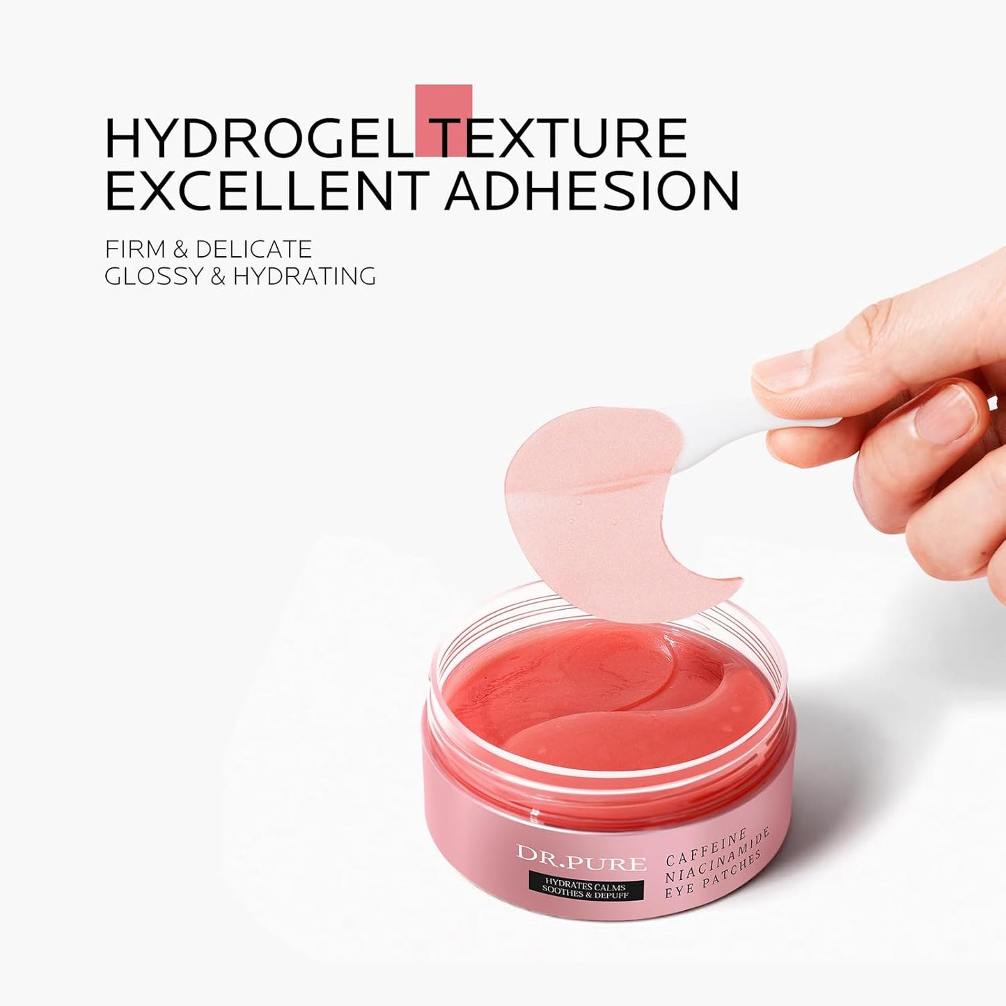 Dr. Pure Under Eye Patches for Puffiness: Caffeine Eye Mask Soothe Fine Lines Wrinkles with Niacinamide Hyaluronic Acid - Reduce Dark Circles Eye Gel Pad (30 Pairs)