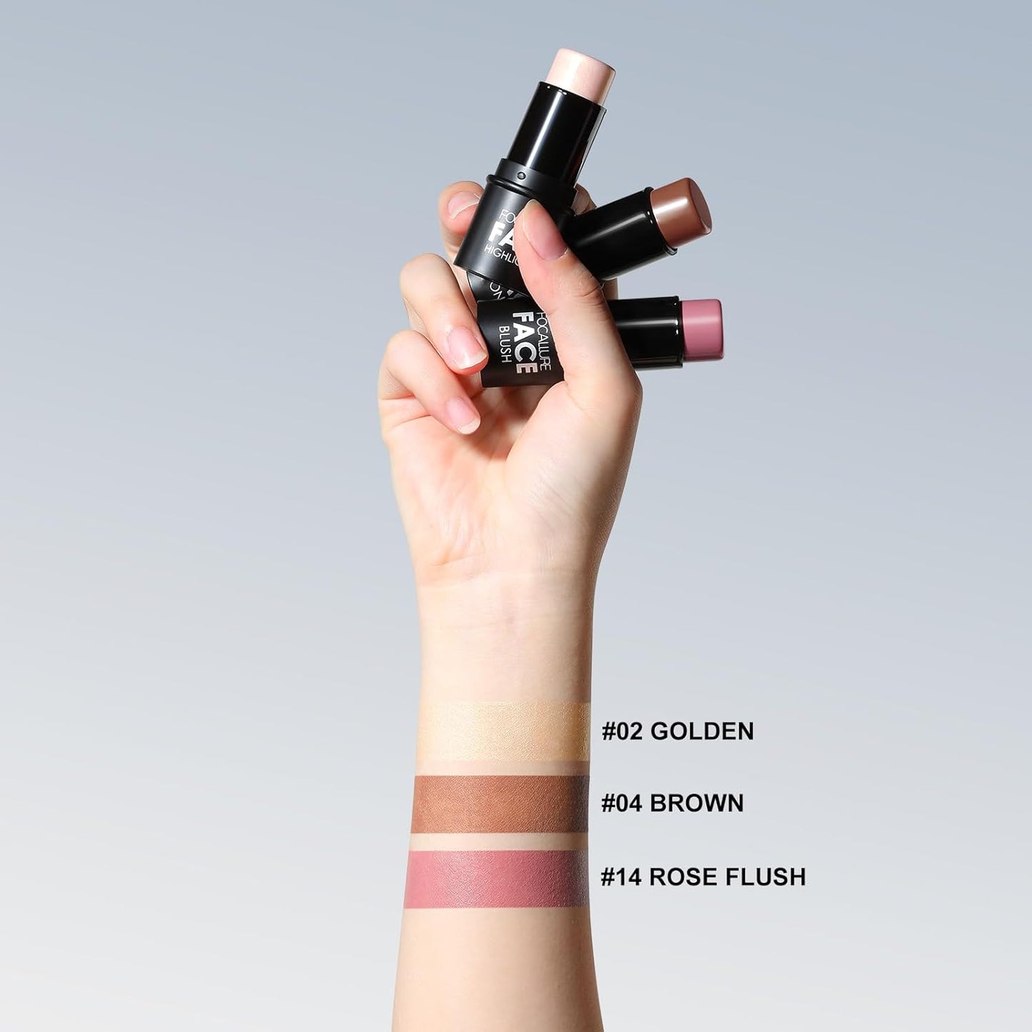 FOCALLURE 3 Pcs Cream Contour Sticks,Shades with Highlighter & Bronzer & Blush,Non-greasy Long-wear Face Contouring Pen,Easy to Sculpt the Face and Create a Lightweight Finishing Makeup,NEUTRAL