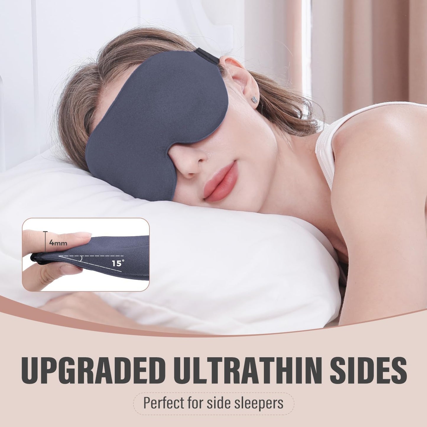 YIVIEW Sleep Mask for Side Sleeper, Complete Light Blocking 3D Sleeping Eye Mask, Soft Breathable Eye Cover for Women Men, Relaxing Zero Pressure Night Blindfold