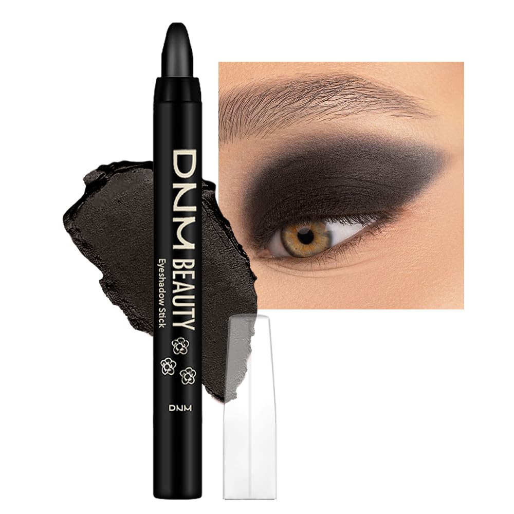 evpct Black Matte Cream Eye Shadow Sticks Brightener Pencils for Women, Long Lasting Silky Eyeshadow Applicator Stick Pen Waterproof, Blendable Crease-Proof Stick Eyeshadow Matte Black Eye Makeup 56