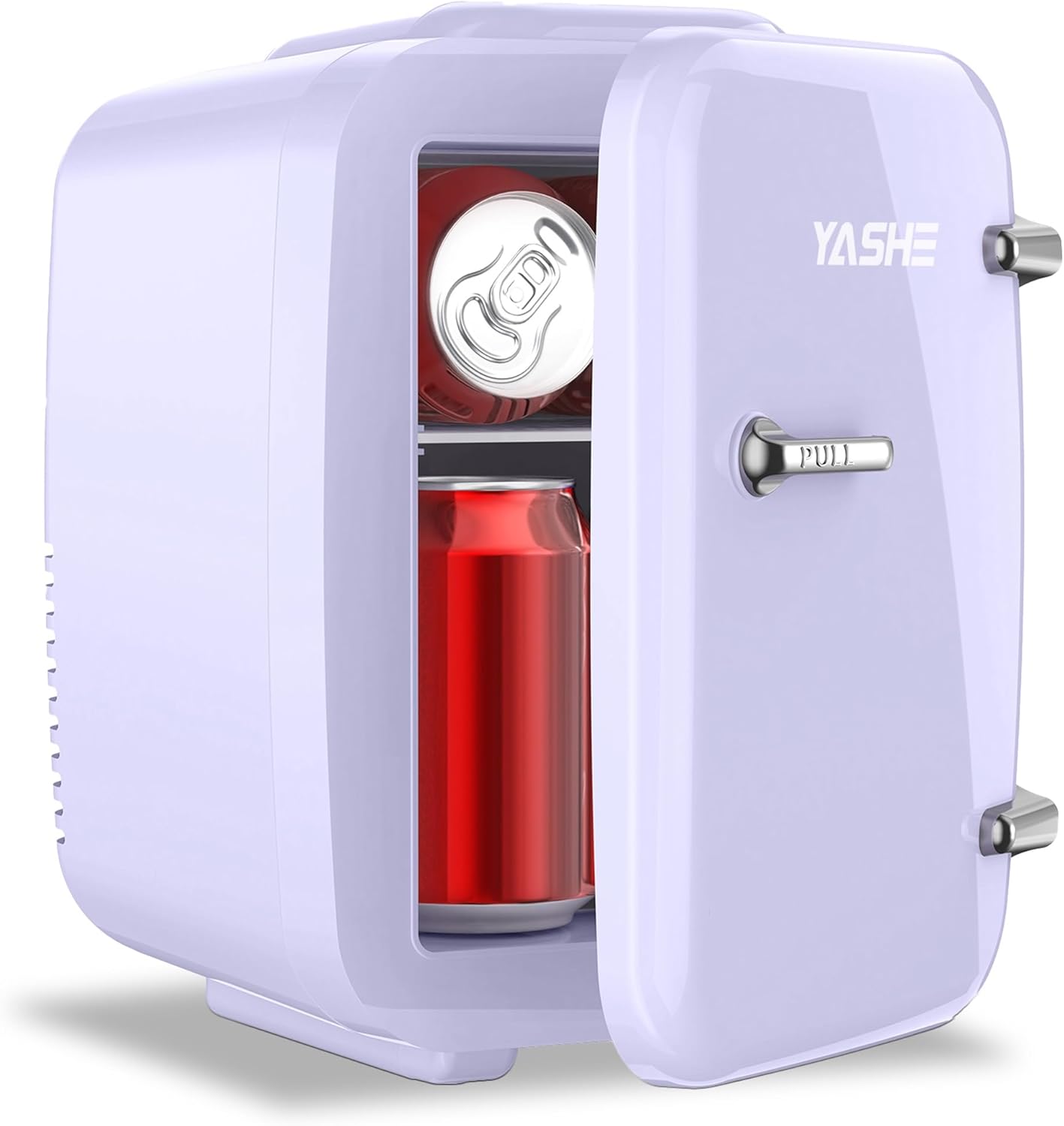 YASHE Mini Fridge, 4 Liter Makeup Fridge, 110V AC/ 12V DC Thermoelectric Cooler and Warmer Small Fridge for Bedroom, Drink, Dorm, Car, Purple