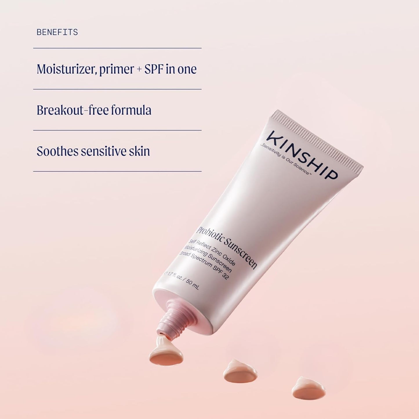 Kinship Zinc Oxide Mineral Sunscreen for Face Self Reflect SPF 32 | Vegan, Reef Safe, Non Toxic Eczema Sunscreen for Sensitive Skin | Sunblock Face Moisturizer with SPF (3.5 oz)