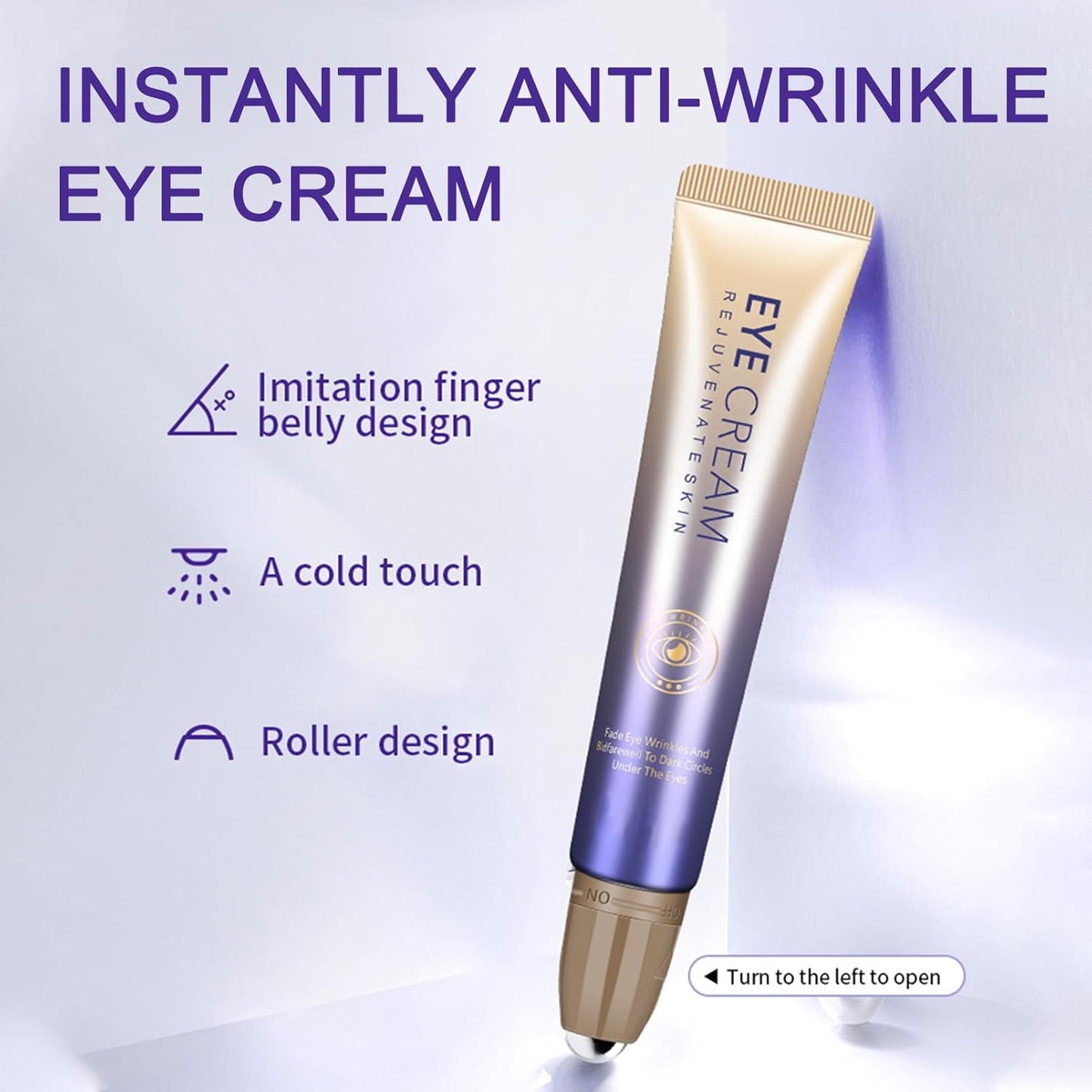 Under Eye Roller Cream For Dark Circles And Puffiness, Under Eye Cream With 360° Massage Ball Reduce Wrinkles, Dark Circle Eye Cream Tightens Under Eye Bags And Puffiness for Women
