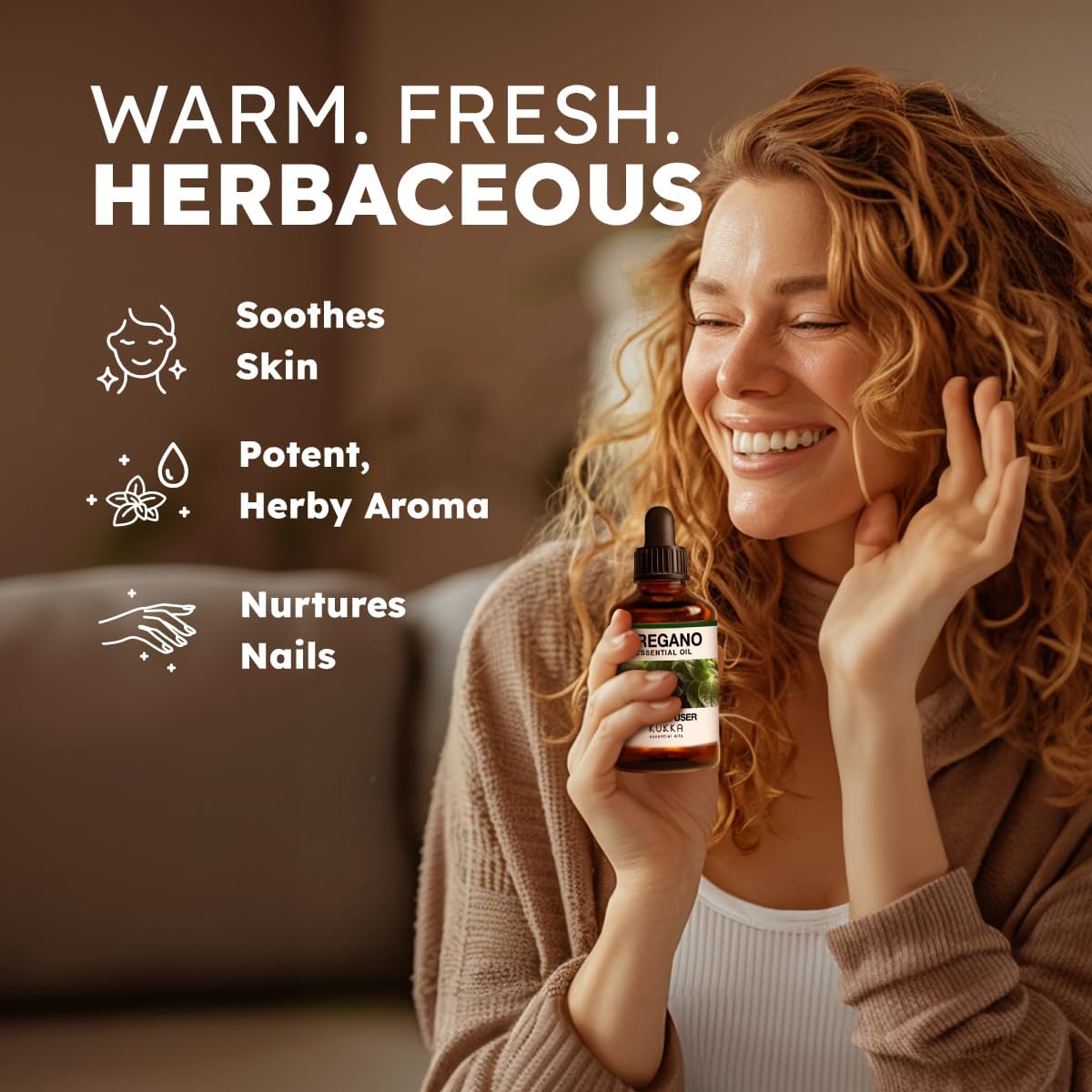 Kukka Oregano Essential Oil for Skin - 4 Fl Oz - Earthy and Herbaceous Scent, Presenst for Women and Mothers, Diffuser, Nails, Candle, DIY Soap Making Scents