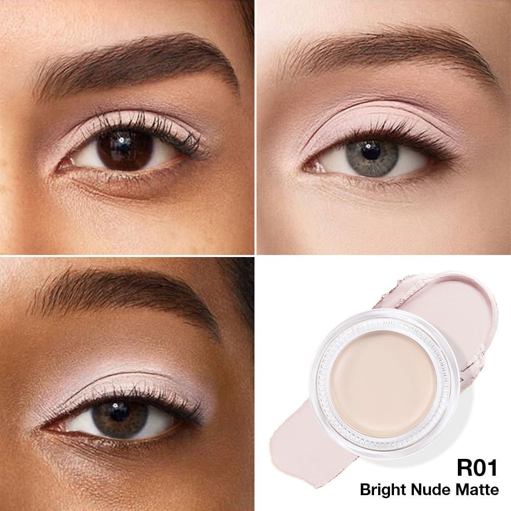 Kaely Single Cream Eyeshadow Pot, Bright Nude Matte Eye Shadow for Older Women High Pigmented Waterproof, Natural Eyeshadow Palette Makeup Brightener, sombras en crema para ojos, Blendable, R01