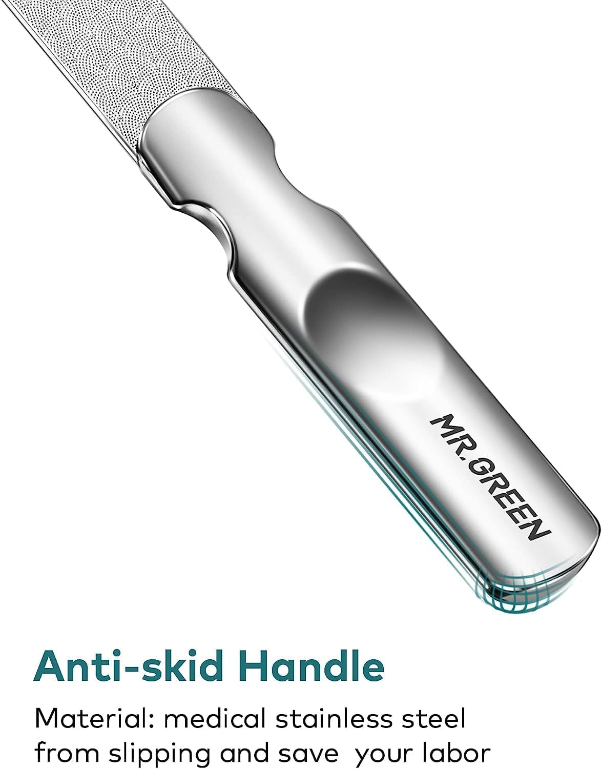 Stainless Steel Nail File with Anti-Slip Handle and Leather Case, Double Sided and Files Nails Easily for Men and Woman