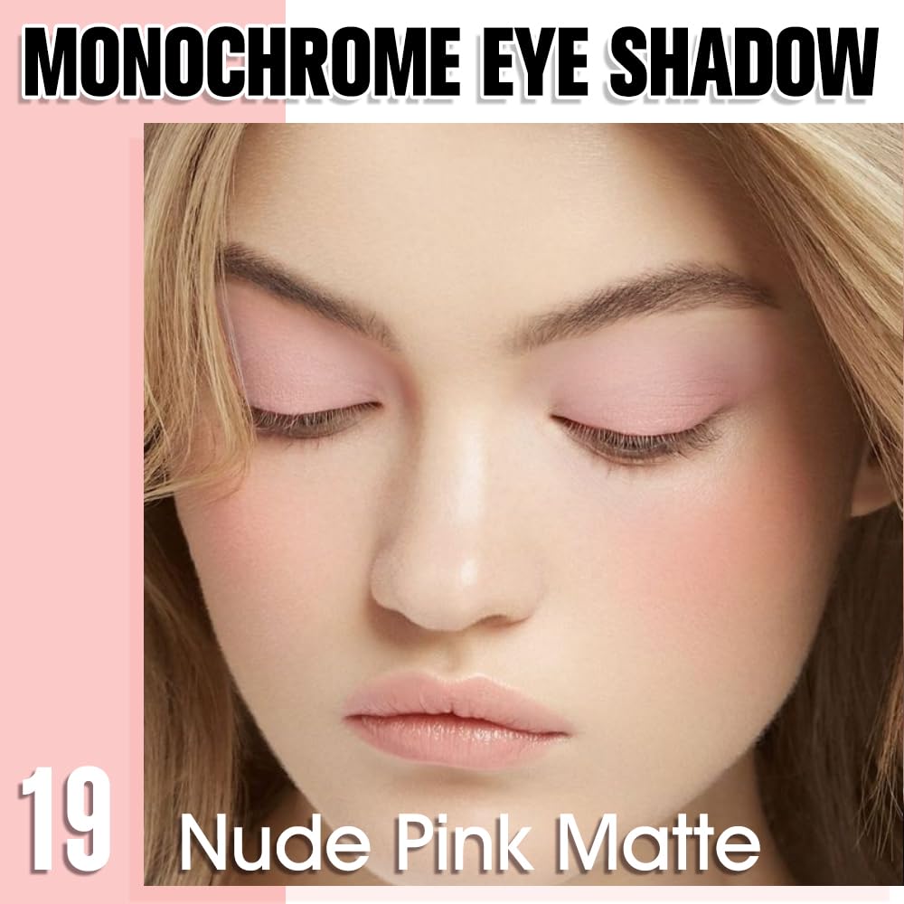 Nude Beige Tan Single Eyeshadow Makeup, Neutral Powde Eye Shadow for Women, Dusty Pink Matte Singles Eyeshadow Palette Pigmented Waterproof, sombras para ojos, Girls Monochrome Eyeshadows Gift