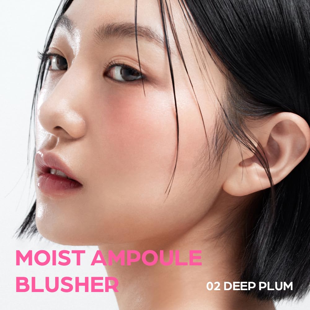 Moist Ampoule Blusher with 50% Moisture Essence | Hydrating & Long-Lasting Blush | 0.68fl.oz (9 Shades) (Deep Plum)