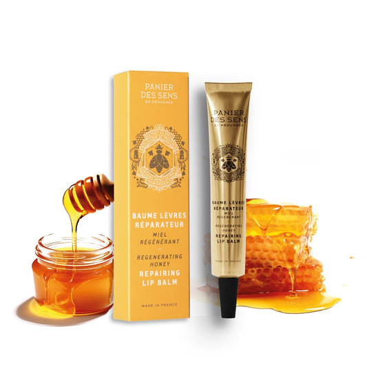 Panier des Sens - Lip Balm for Women - Lip Moisturizer - Shea butter & Sweet almond oil - Made in France Lip Care - 98% Natural Ingredients (0.5 Fl oz, Honey)