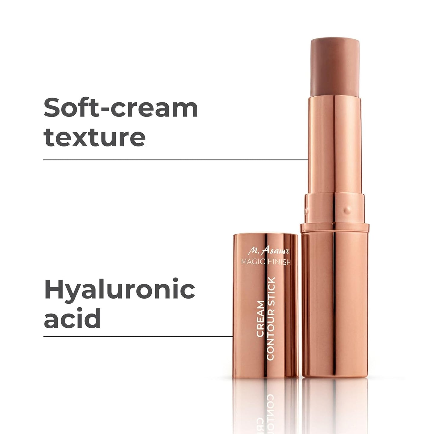 M. Asam MAGIC FINISH Cream Contour Stick light medium (0.28 Oz)- creamy contour stick for a defined face shape, creates optical shadows, bronzer stick with moisturizing hyaluronic acid, vegan