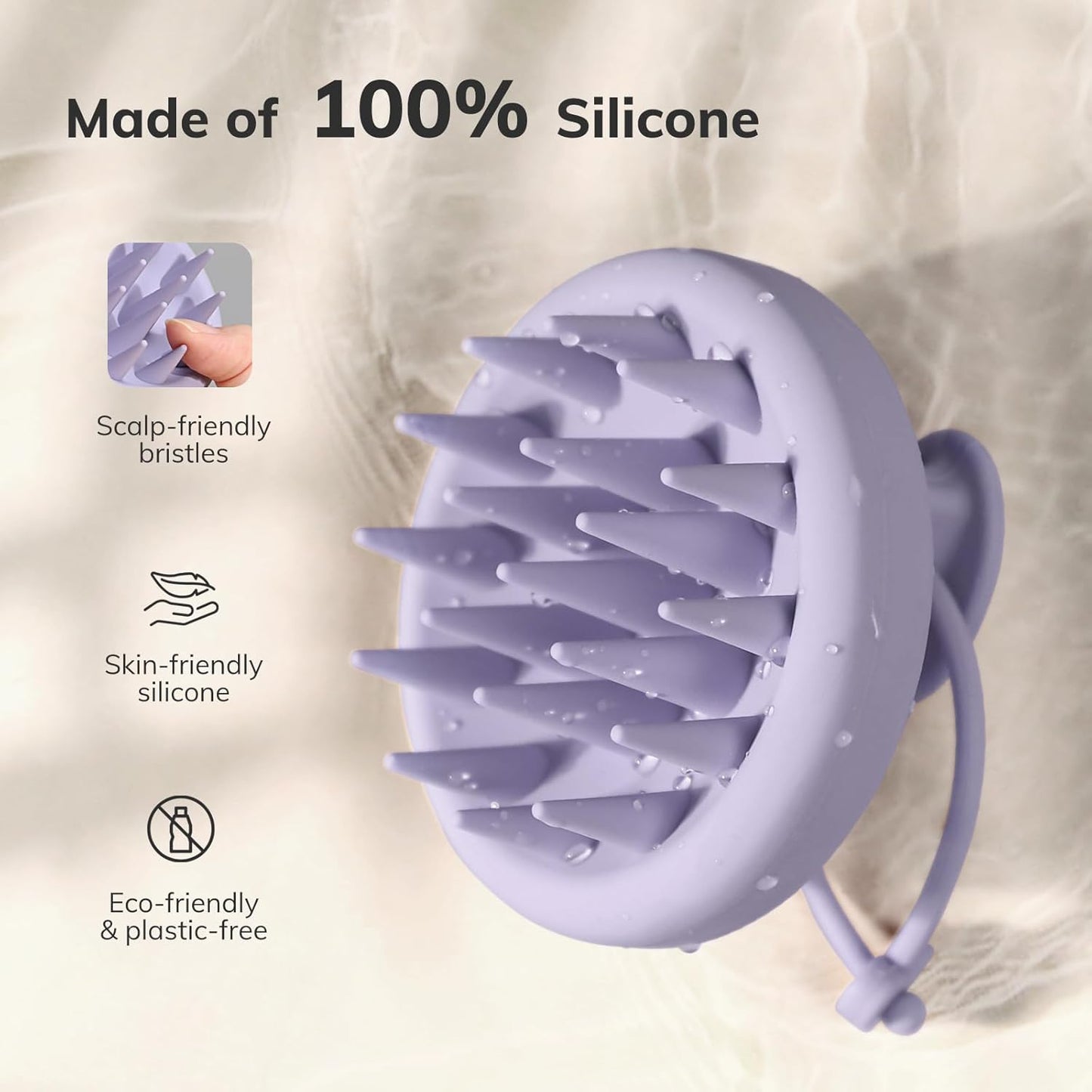 Sndyi Silicone Scalp Massager Shampoo Brush, Hair Scrubber with Soft Silicone Bristles, Scalp Scrubber/Exfoliator for Dandruff Removal, Wet Dry Scalp Brush for Hair Growth & Scalp Care, Gray Purple