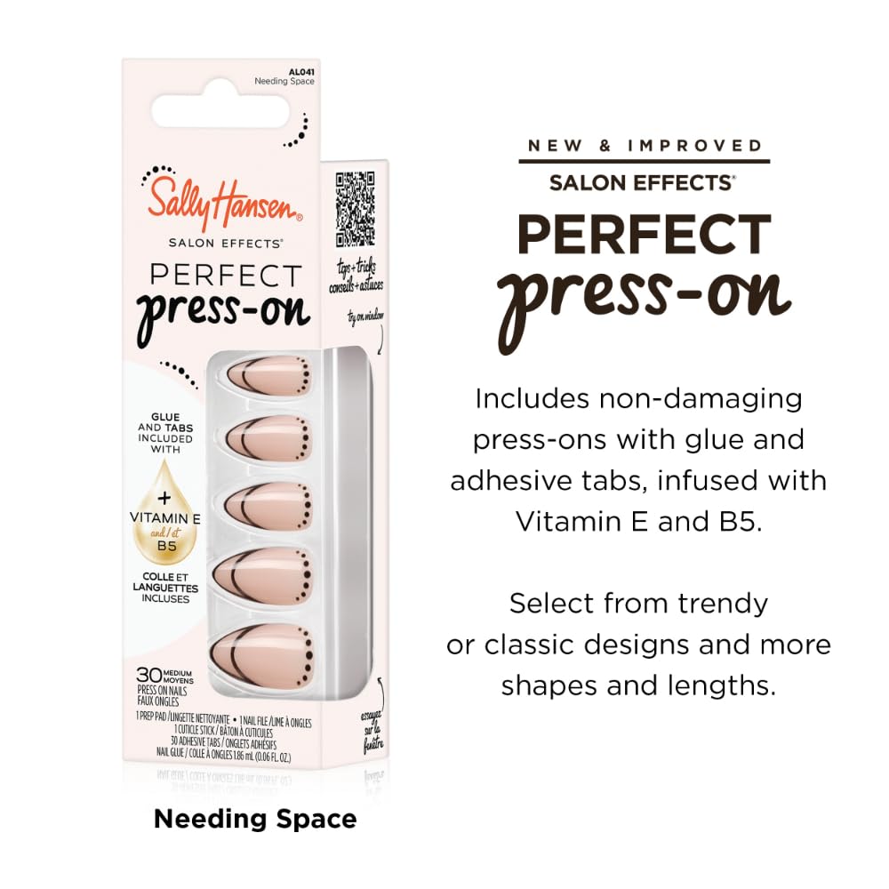 Sally Hansen Instant Cuticle Remover & Salon Effects Press-On Nails Kit - 15 Second Cuticle Remover with Aloe & 30 Nail Designs with Nail Glue