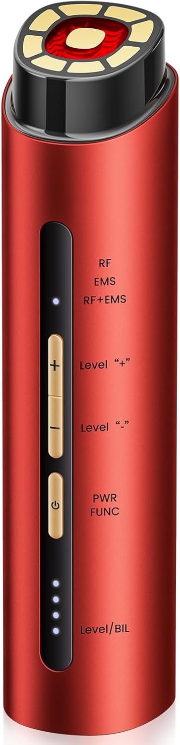 Microcurrent Facial Device, 3 Modes Red Light Therapy for Face and Neck, Skin Care Facial Massager Perfect Gifts for Women Men(Red)