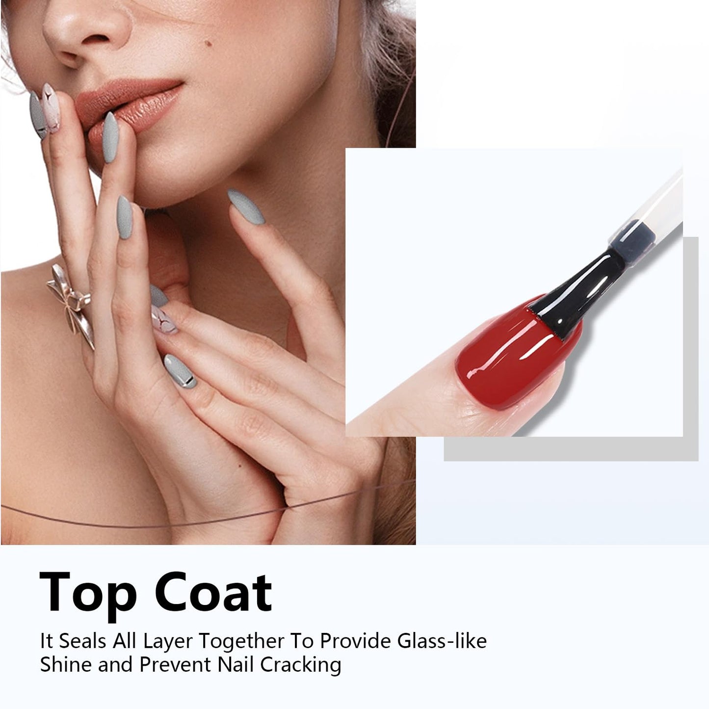 JODSONE 2Pcs 10ml No Wipe Gel Top Coat Clear Glossy Shine Finish Long Lasting No Soak Off Requires U V Lamp Curing Perfect for Salon and DIY Nail Art Design