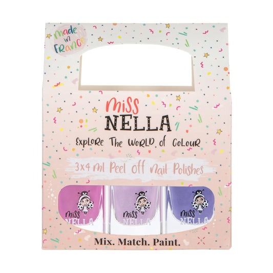 MISS NELLA PURPLE UNICORN- Peel Off, Odour Free, Water Base & Safe for kids nail polish pack OF 3- Sweet Lavender (glitter), Butterfly Wings (glitter) & Little Poppet