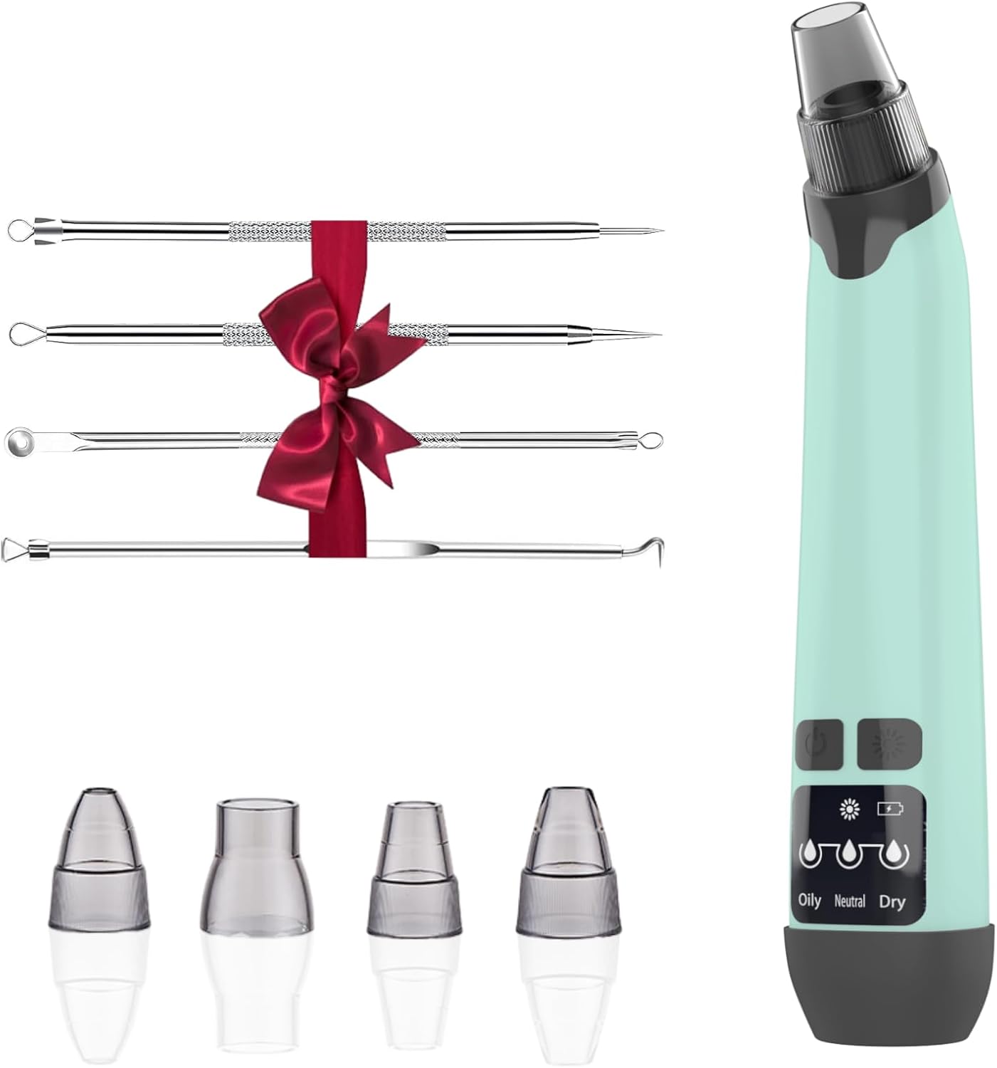 Blackhead Remover Vacuum - Black Head Remover for Face,Blackhead Extractor Tool with 3 Adjustable Suction Levels,4 Probes,USB Interface Type Pore Vacuum,Suitable for Women and Men (Green)