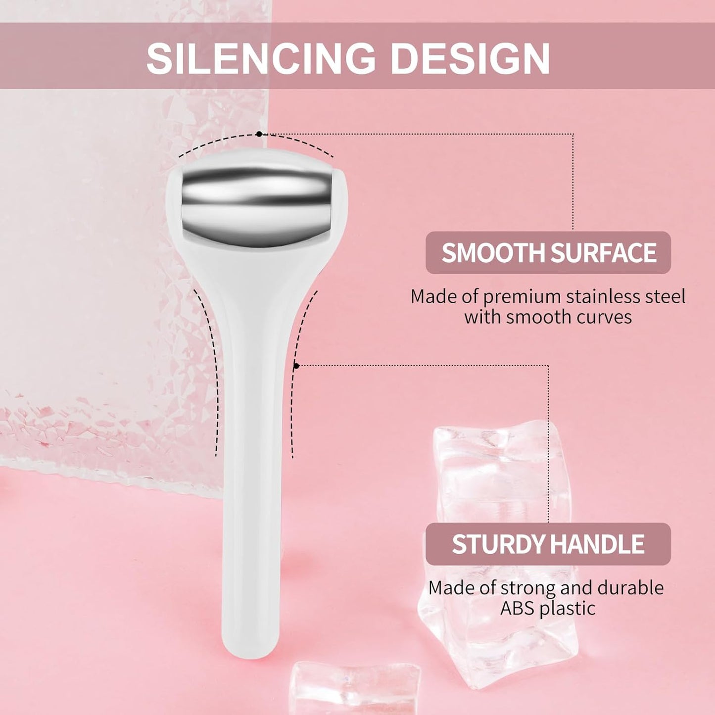 MAANGE Mini Eye & Face Rollers for Eye Massager, Stainless Steel Eye Ice Roller for Relief Puffiness Migraine Skincare Facial Roller (White)