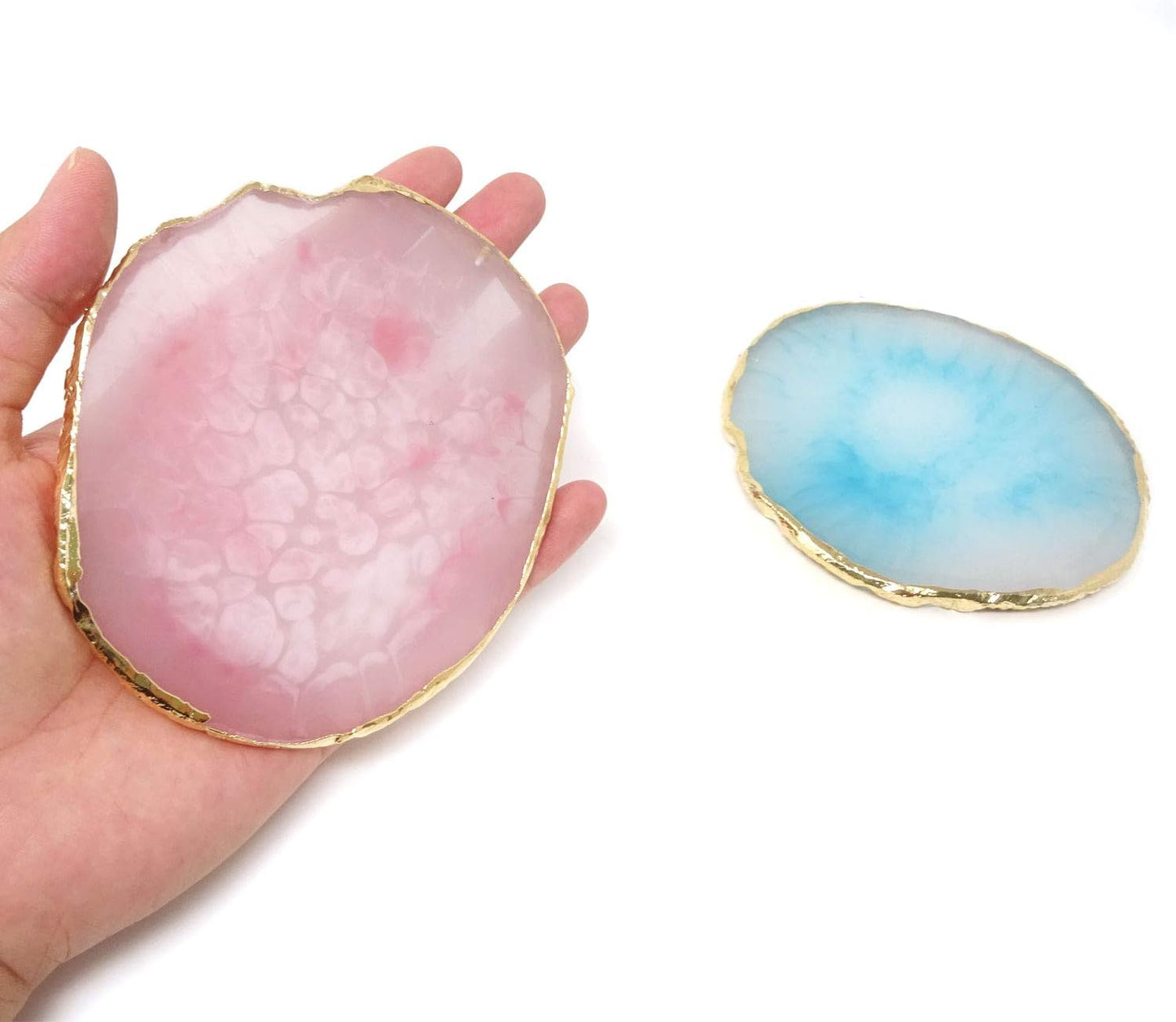 Honbay 2PCS Golden Edge Resin Nail Art Palettes Drawing Plates Manicure Display Tools for Women