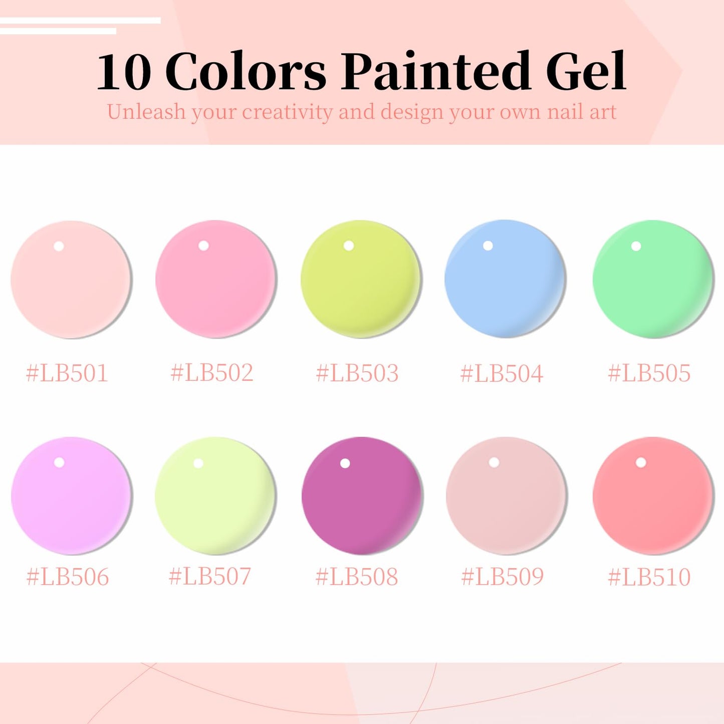 JODSONE Art Gel Liner Set 10 Colors Black Red Blue Need U V Lamp Cured with Thin Brush Gift for Girls at Home Salon Design