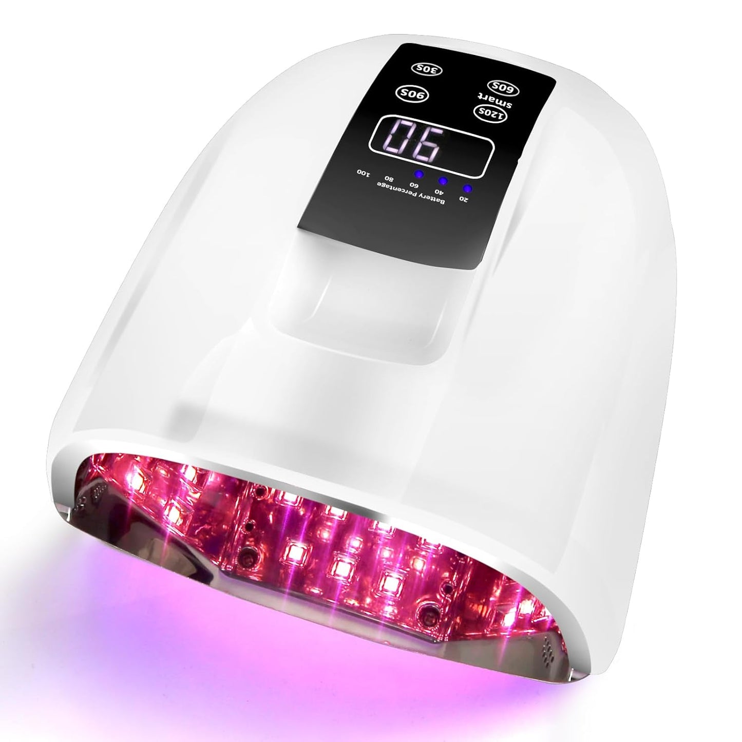 90W Professional Wireless Cordless Rechargeable UV LED Nail Lamp,Nail Lamp Gel Nail Curing Dryer Light for Nails with 45 Beads,4 Timer Setting LCD Display Nail Polish Machine (White)