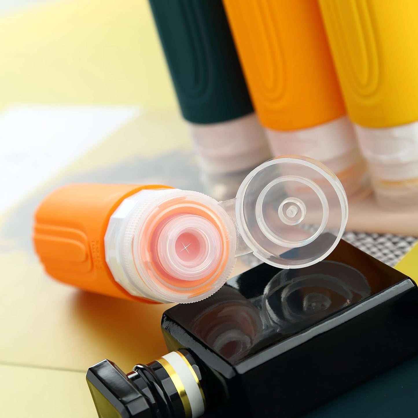 Travel Bottles for Toiletries, Tsa Approved 3oz Travel Size Containers BPA Free Leak Proof Refillable Liquid Silicone Squeezable Travel Accessories for Shampoo Conditioner Lotion (4 Pack)