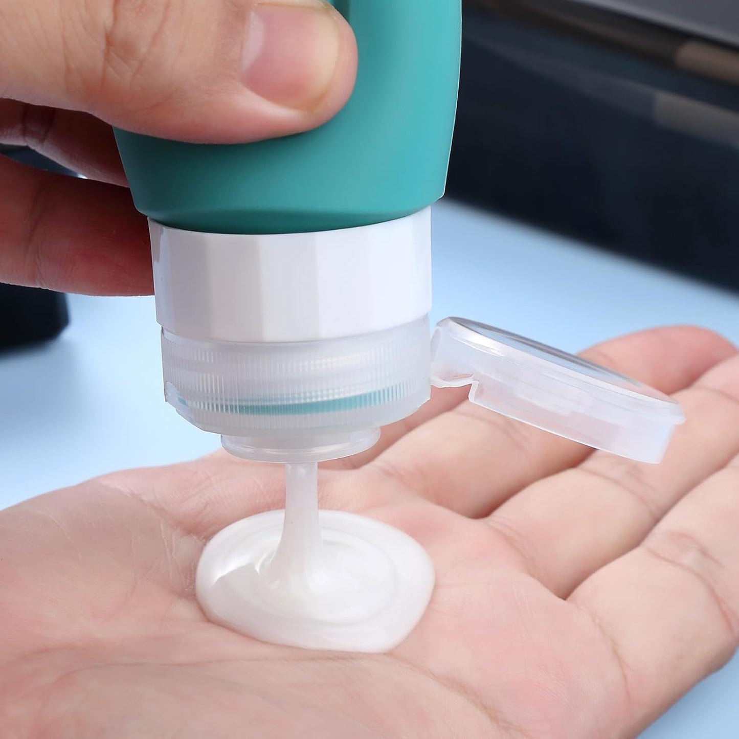 Travel Bottles for Toiletries, Tsa Approved 2oz Travel size Bottles, BPA Free Leak Proof Travels Toiletry Containers, Traveler Accessories with Toiletry Bag for Shampoo Liquid (4 Pack)