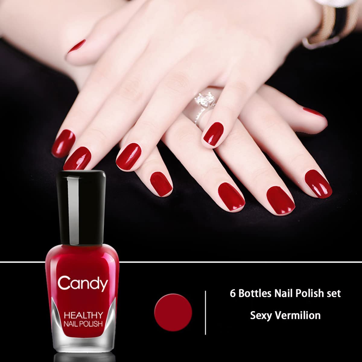 Non Toxic Easy Peel Off and Fast Dry Nail Polish Set for Pack, Eco Friendly & Organic Water Based for Women,Teens (6 Bottles, 5ML)