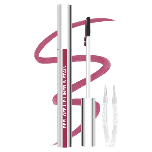 Lip Stain Peel Off Lip Liner Stain with Tweezer, Long Lasting Matte Lip Tint Tattoo, Highly Pigmented Color Lip Makeup, Waterproof Lipstick, Transfer-proof Lipstain for Women, Mauve