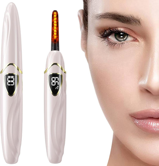 ZAPAL Heated Eyelash Curler, S600 Rechargeable Heated lash Curler, Intelligent Power Off Electric Eyelash Curler Heated Quickly 24 Hs Lasting Natural Makeup for Woman (Petal Pink/Gold, S600-148MM)