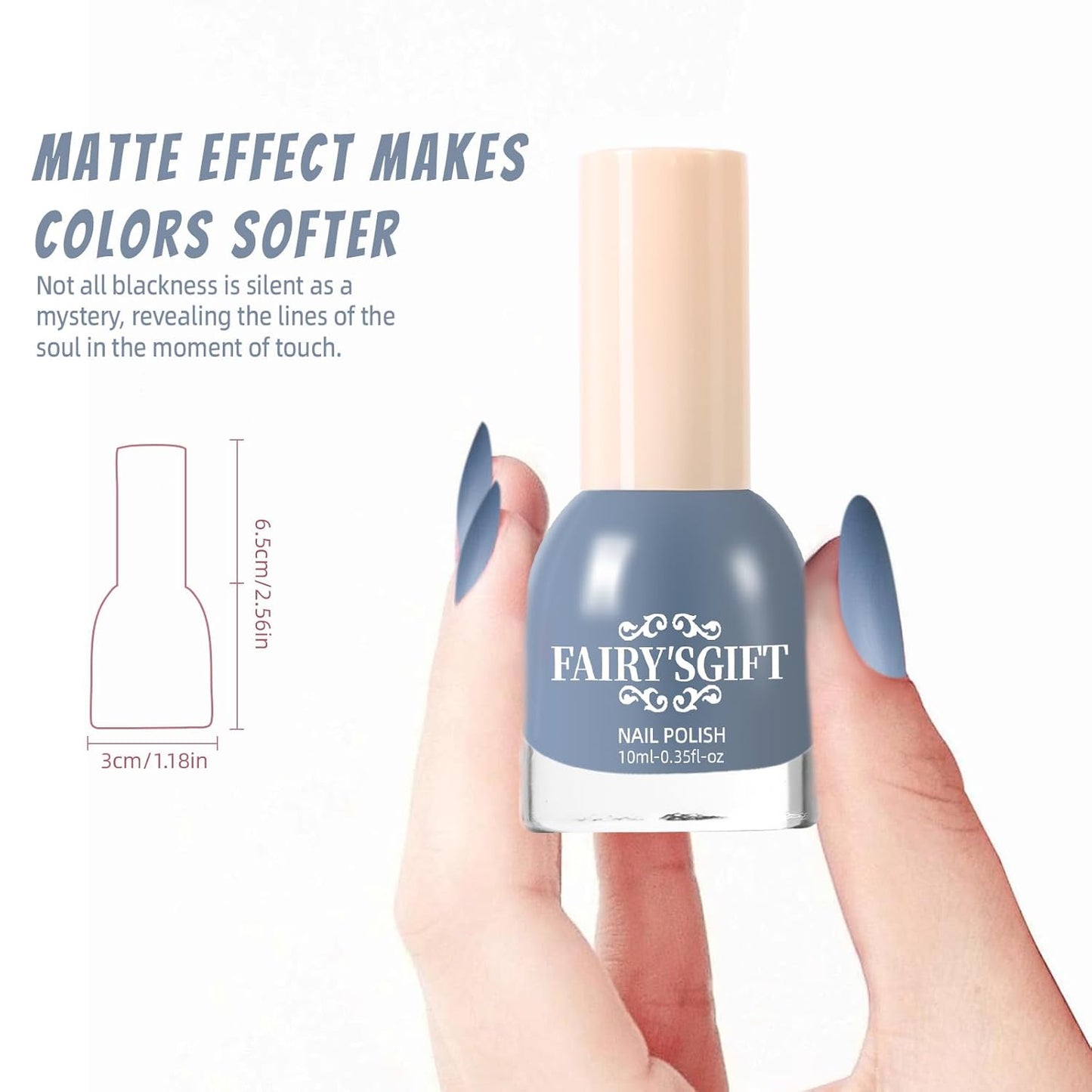 Matte Nail Polish Air Dry Nail Lacquer for Nail Art Varnish, Mist Effect Matte Finish Velvet Nail Polish, 0.35 fl oz (Grey-blue-23, 10 ML)