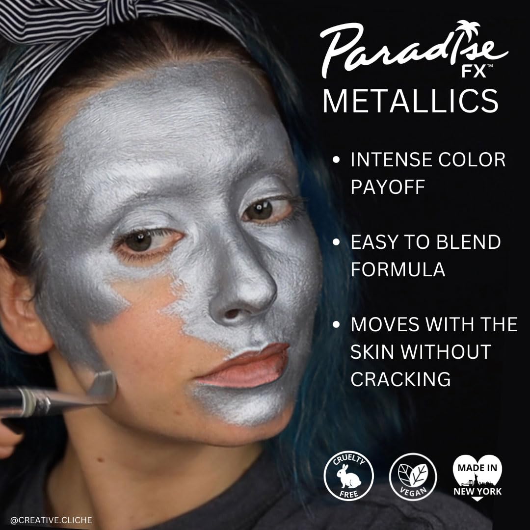 Mehron Makeup Paradise Makeup AQ 8 Color Metallic Palette | Magnetic Refillable Body Paint & Face Paint Palette | Professional Water Activated Makeup for Costumes, SFX, Halloween, & Cosplay