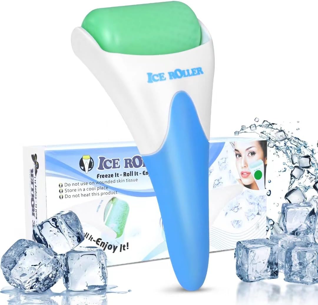 ONLYSKY BEAUTY Ice Roller Face Cooling Cold Roller for Body Eyes Face Skin Care Tools, Roller Cooling Roller for Women & Men（Blue Handle+Green Roller