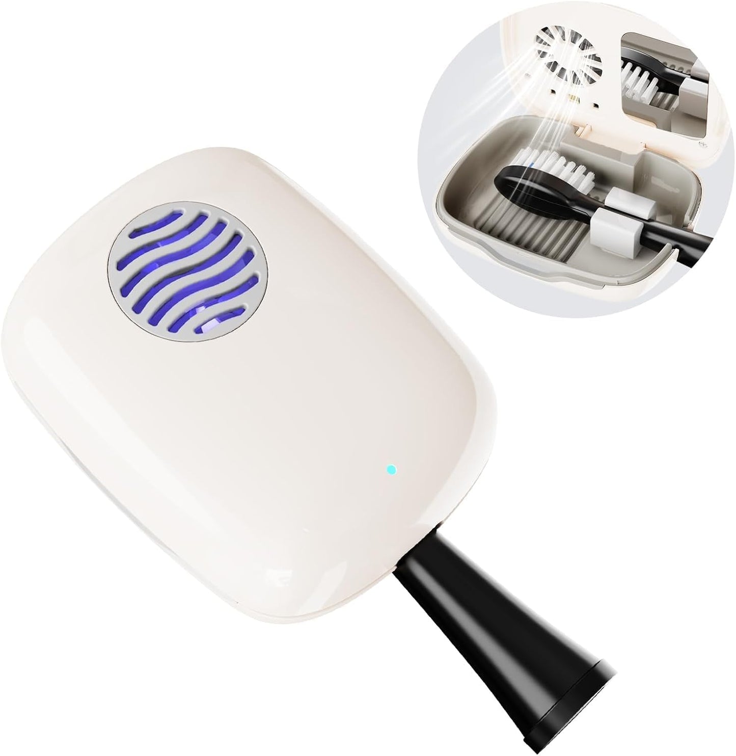 UV-C Toothbrush Sanitizer Cover Case and Holder Electric Travel Toothbrush Cover with Holder for Any Toothbrush Head Rechargeable Toothbrush Travel Case White
