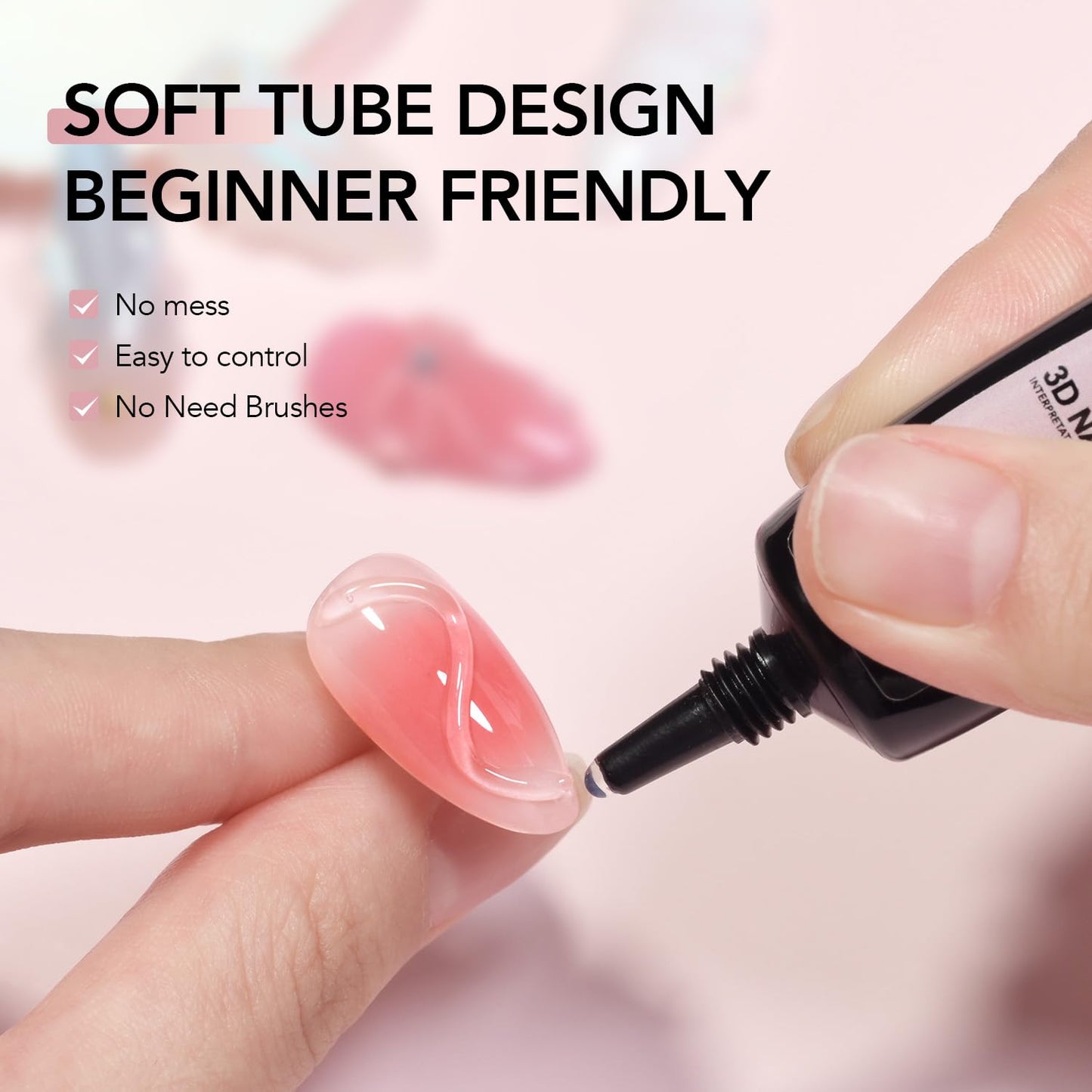 GAOY 3D Nail Gel, 15g Clear Sculpting Gel for Carving, Molding and Painting Nail Art Designs, Rhinestone Glue for Gems Decoration