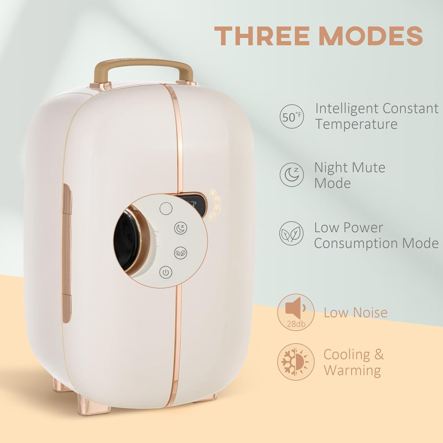 HOMCOM Portable Skincare Fridge with LED Display, 12L Mini Fridge for Beauty, Makeup and Cosmetics, Small Refrigerator Cooler for Bedroom, Home Office, Desktop, White