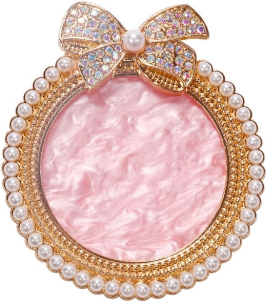 Bow Resin Nail Art Palette, Nail Polish Makeup Mixing Plate, Bow Shaped Pearl Inlaid with Diamonds Nail Display Board Palette (Pink)