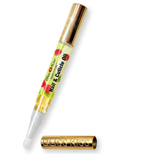 Bliss Kiss | 1 Juicy Raspberry Fragrance | Nail Oil Cuticle Pen w/Vitamin E & Jojoba⏤Nail Strengthener Nail Growth Serum for Brittle Peeling Breaking Thin Nails