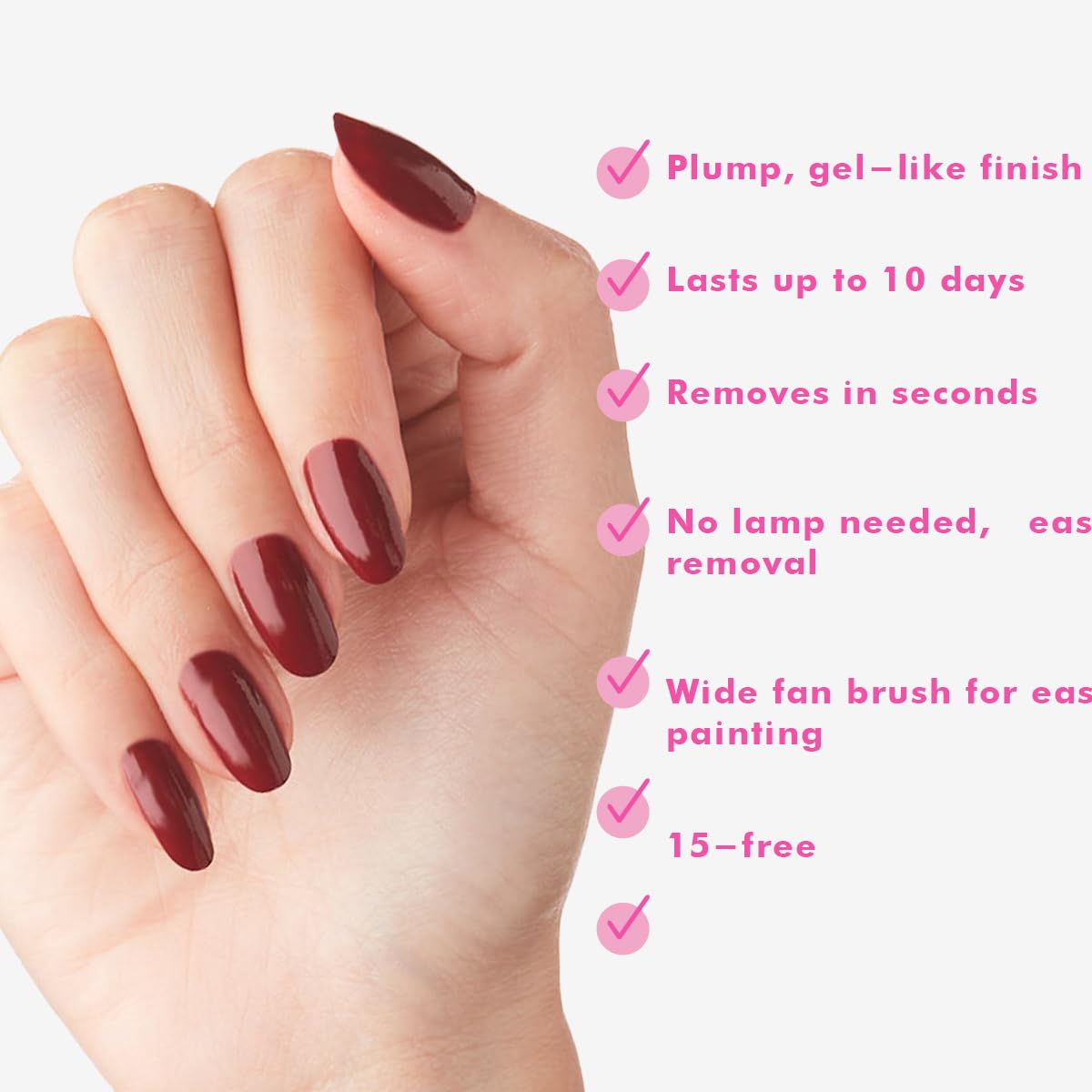 Olive & June Long Lasting Nail Polish | Plump Gel-Like Finish No Lamp Needed | Lasts up to 10 days | Salon-Quality Color at Home | 15-Free, Vegan & Cruelty-Free Chip-Resistant | Cozy Up | Brick Red