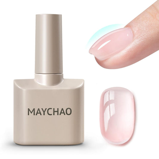 MAYCHAO 15ML Clearly Pink Builder Nail Gel 7 in 1 Clear Pink Builder Strengthener Gel Nail Polish for Nail Extension, No Wipe Base Coat for Home Manicure, 0.5 OZ-05